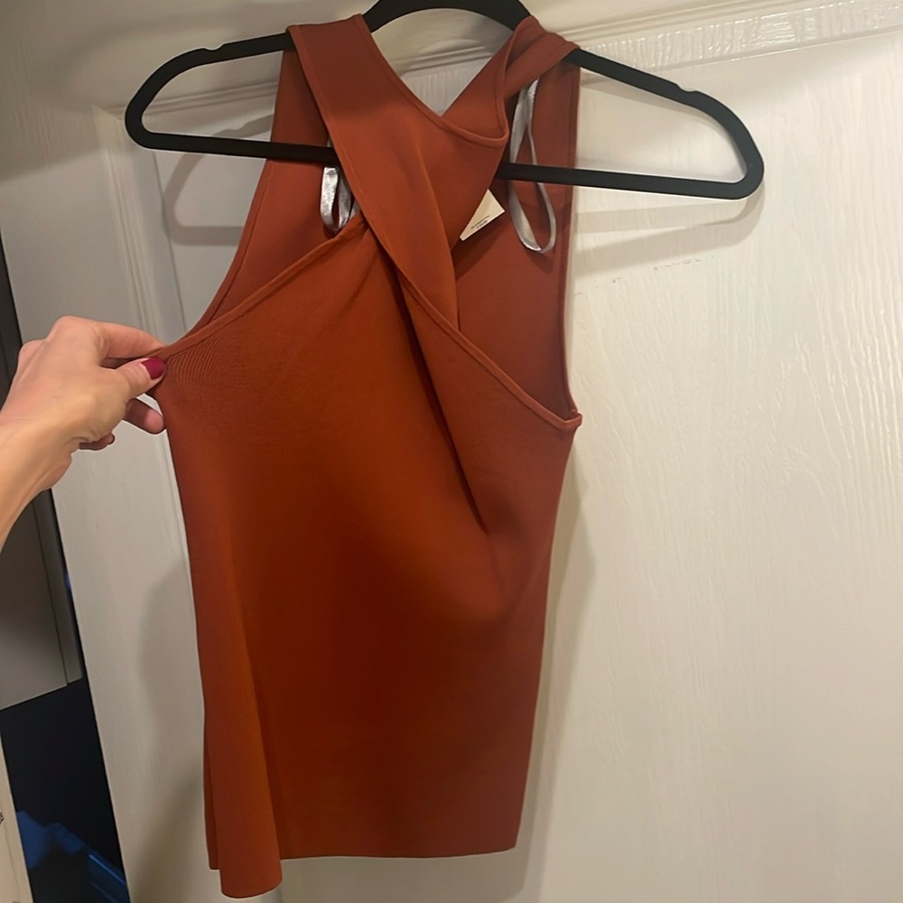 Sam Edelman burnt orange, sweater tank w/cross front